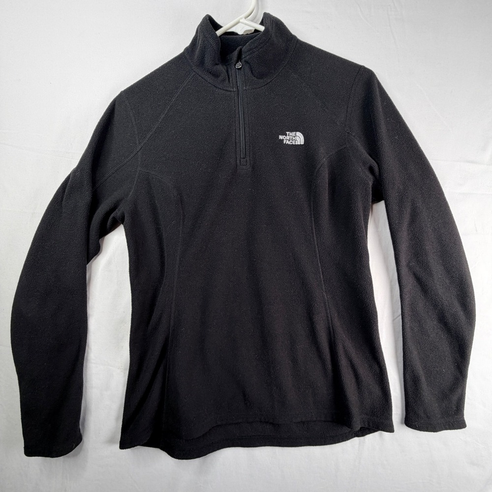 The North Face TKA 100 Womens Black Fleece Pullover 1/4 Zip Jacket Medium 1277